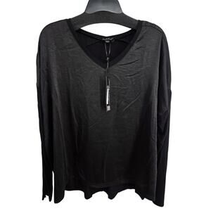 Charlie B NWT Satin Jersey Knit Top Black Size XL